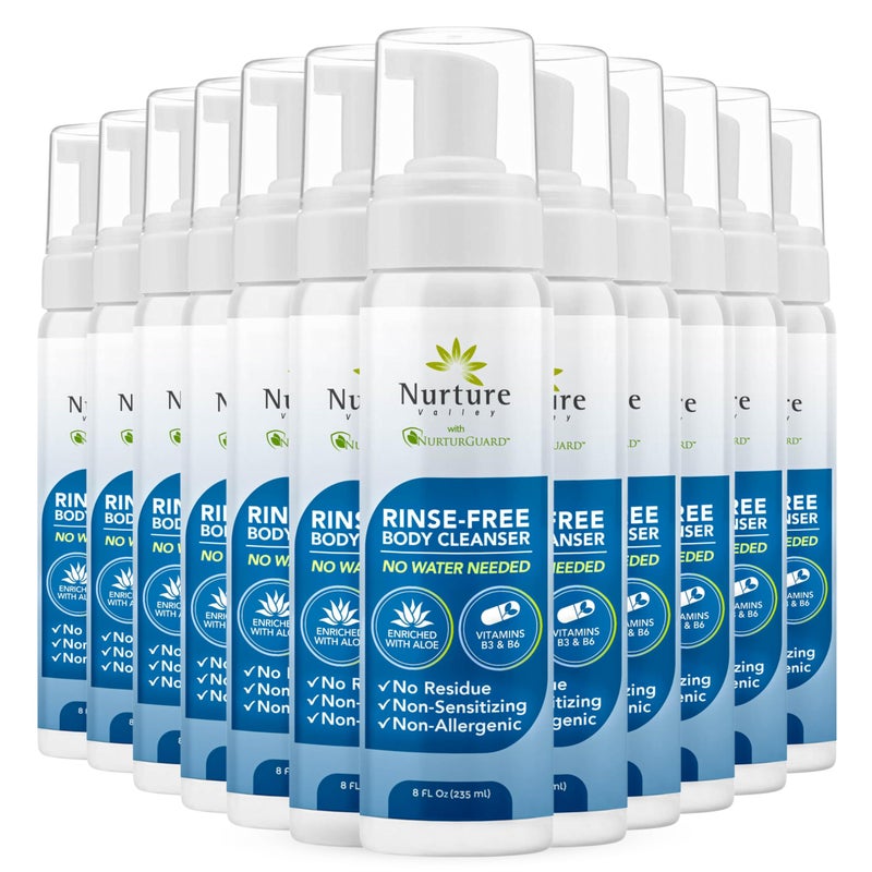 Nurture Valley Nurture Rinse Free Waterless Foaming Cleanser | Women, Camping, Elderly & Hospital Care | Waterless Shower & Bath Wash w/Aloe for Sensitive Dry Skin - Image 1
